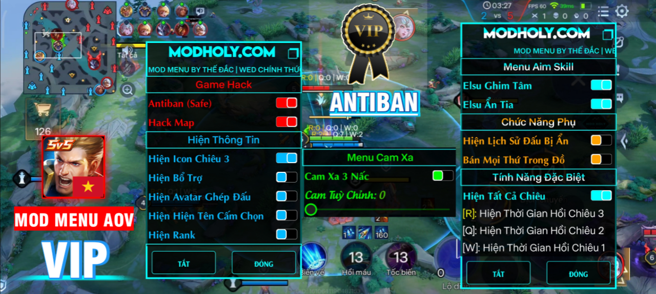   [<b>ANDROID VIP2</b>] <br>MOD MENU FULL CHỨC NĂNG